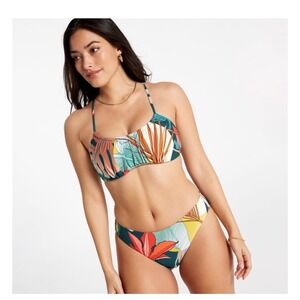 CALIA Womens XS Rectangle Bikini Top High Waist Bottom Botanical Print new